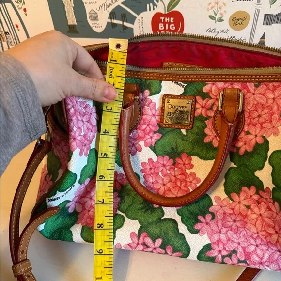Dooney & Bourke Pink and Green Hydrangea Floral Satchel - Picture 8 of 9